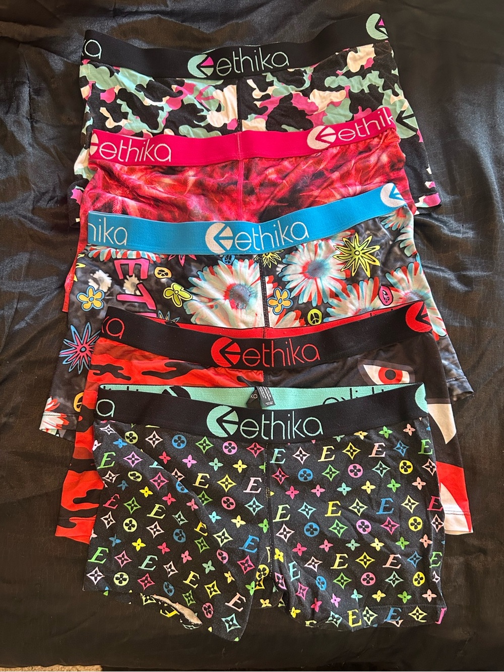 ethika Kids Boxer Briefs Set — Multicolor Prints with Black Waistbands